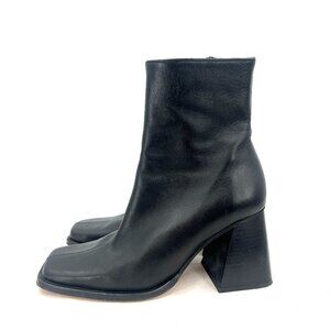 ALOHAS South Black Leather Block Heel Ankle Boots Women's 36 US 6